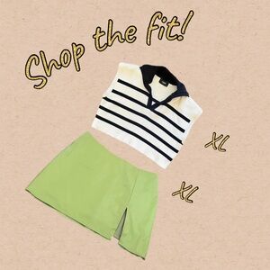 Stripped Crop and Green Skirt Bundle